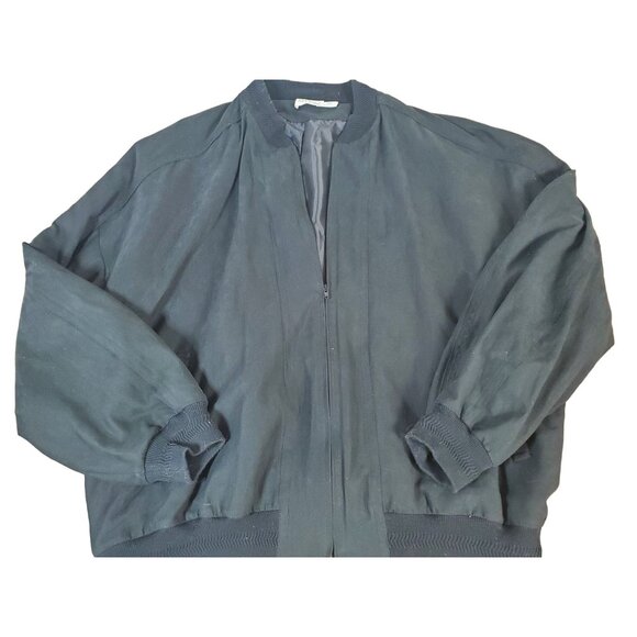 St. Croix Knits Black Bomber Jacket XXL 100% Microfiber Polyester Cotton Trim - Picture 1 of 6